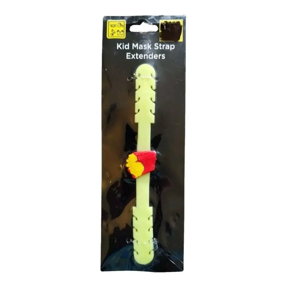 Kid's Silicone Adjustable Mask Strap Extender Lime Green Yellow French Fries